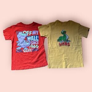 Kids Vans Graphic T-Shirt Short Sleeve Tee Dinosaur Red Yellow 4T 5T XS Toddler